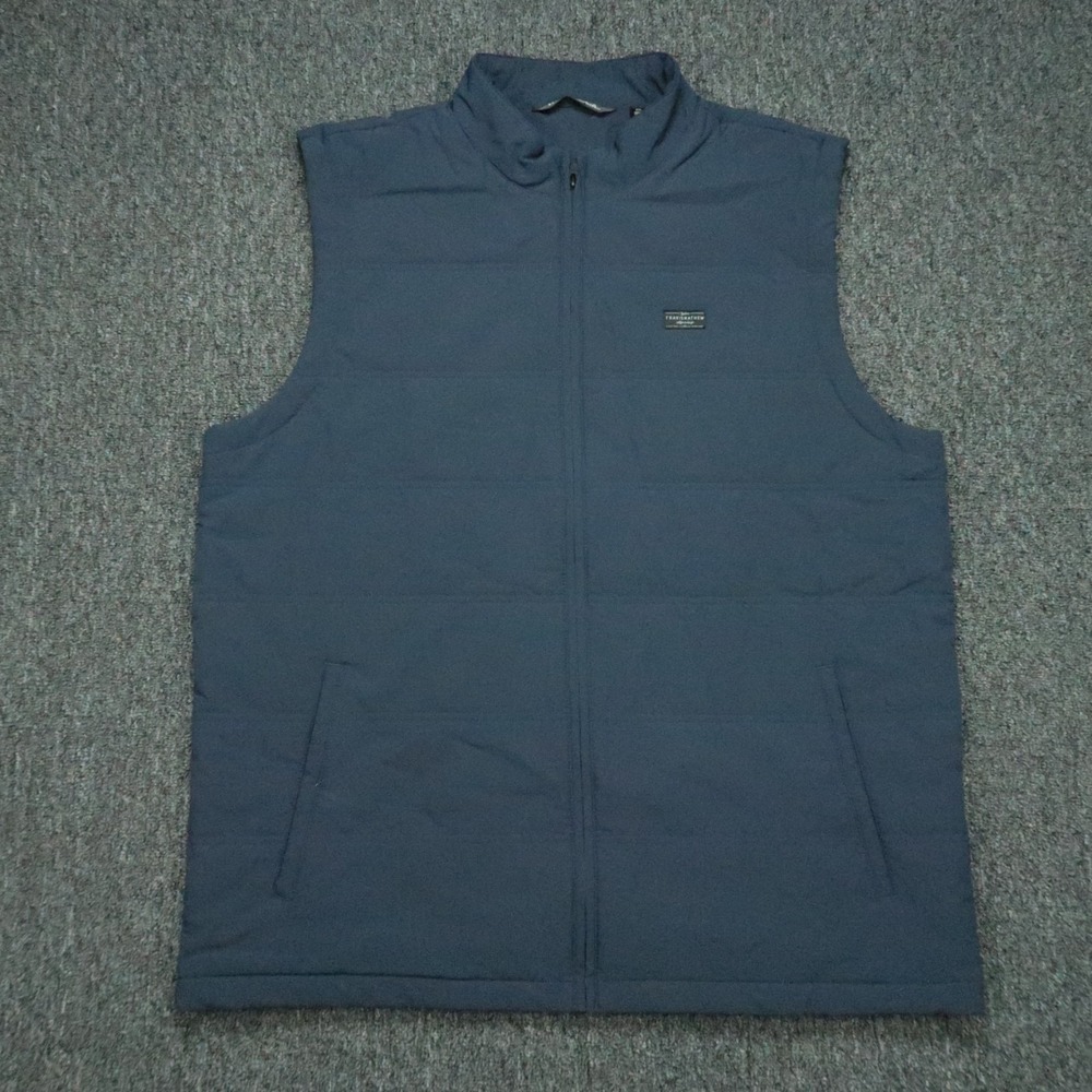 Travis Mathew Vest Men XXL Blue Interlude Puffer Full Zip Pockets Golf 2XL